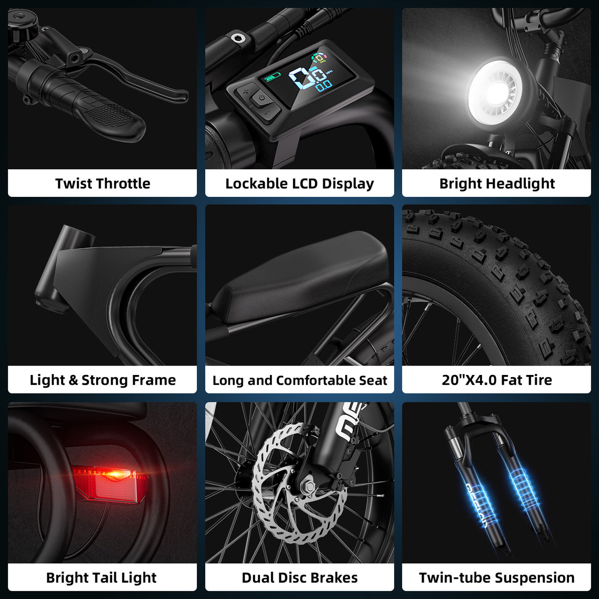 MEELOD DK200 20" Retro Moped Style Electric Bike 750W Motor 48V 13Ah BatteryㄗCA Version)