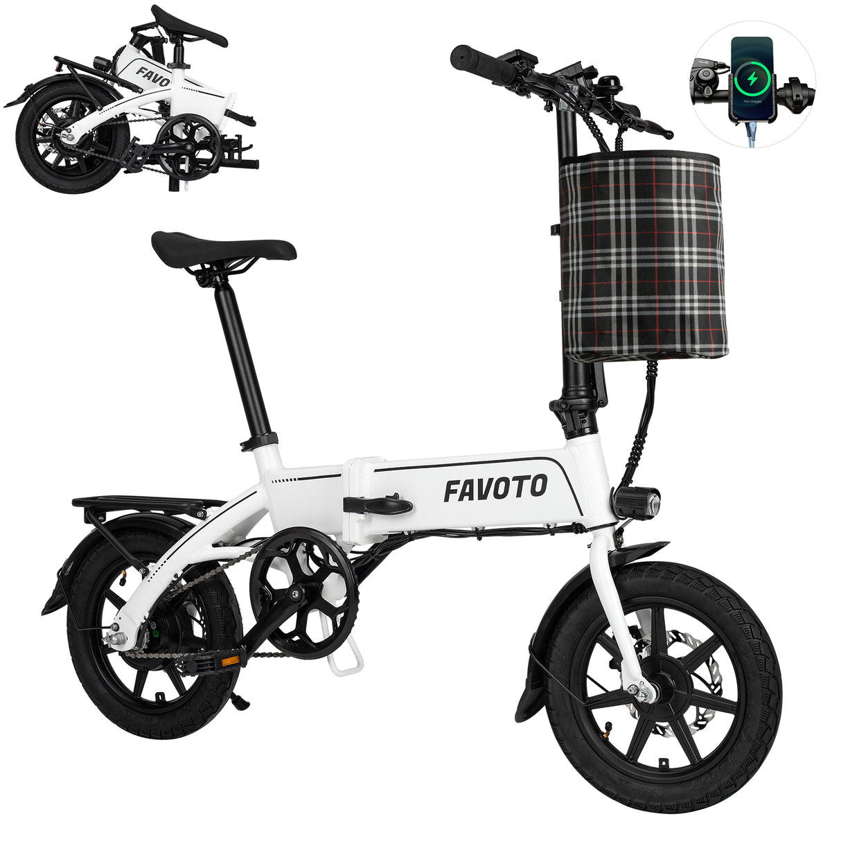 MEELOD S5 14" Mini Folding Electric Bike 500W Peak Motor 36V 10.4Ah Battery