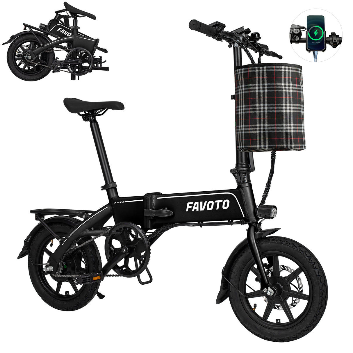 MEELOD S5 14" Mini Folding Electric Bike 500W Peak Motor 36V 10.4Ah Battery