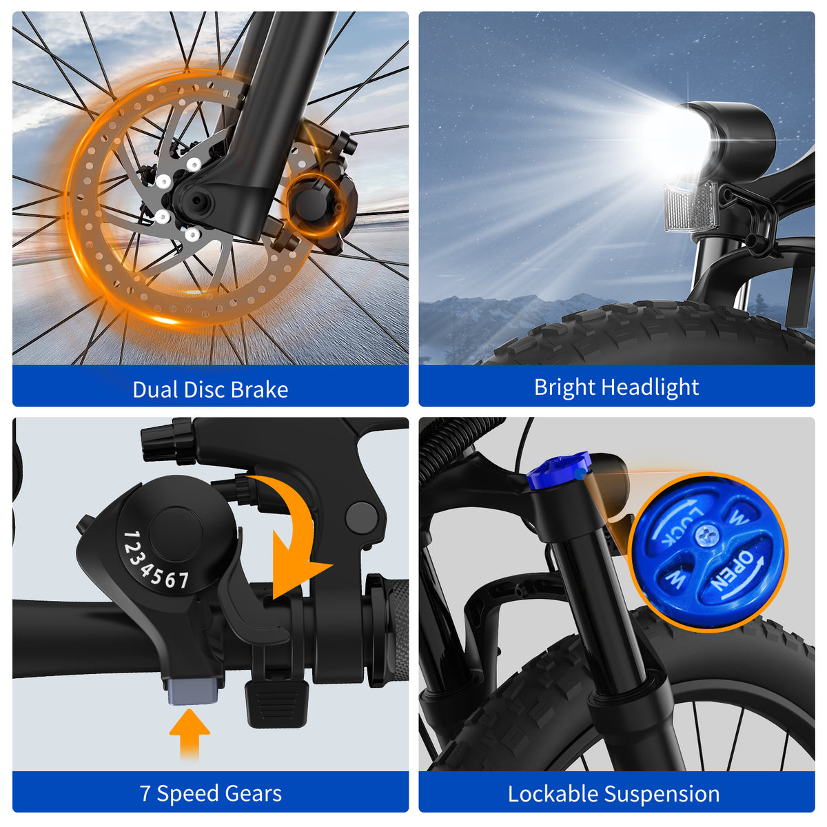 ZDZA ZA04 26" Mountain Electric Bike 350W(1000W Peak) Motor 36V 10.4Ah Battery