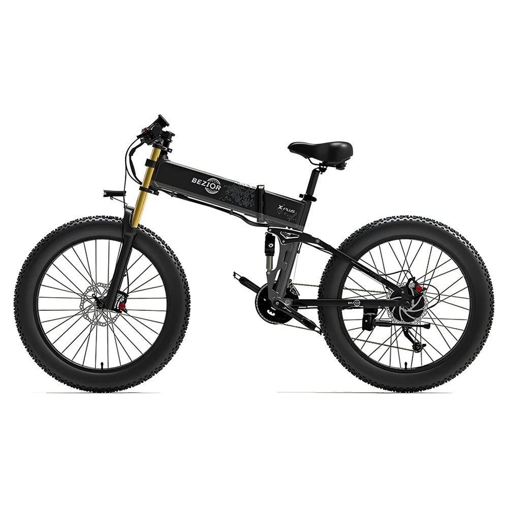 BEZIOR X-PLUS 26*4.0" Fat Tire Electric Folding Bike 1500W Motor 48V 17.5Ah Battery