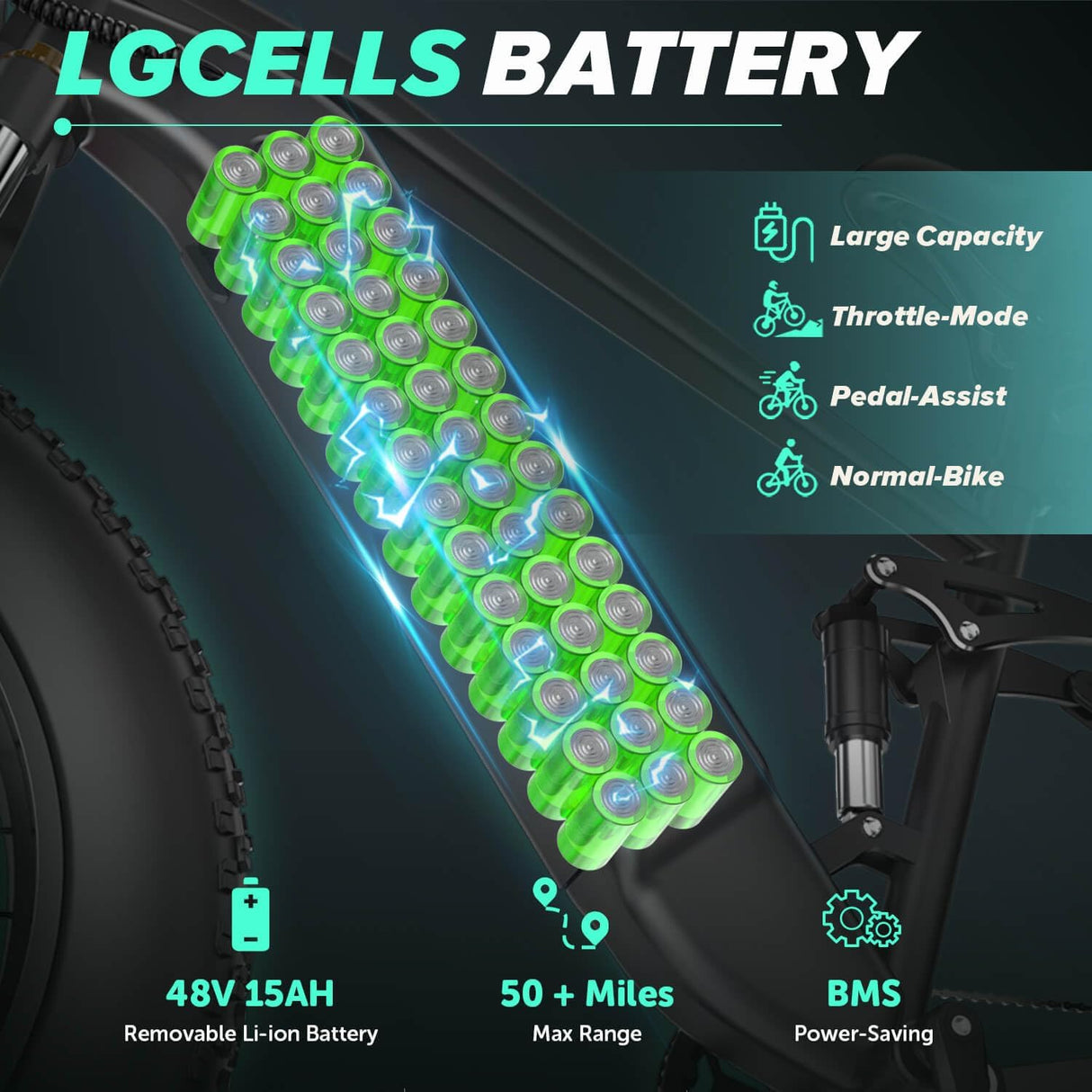 CYCROWN Ultra 26" Fat Tire Electric Mountain Bike 1000W Motor 48V 15Ah Battery