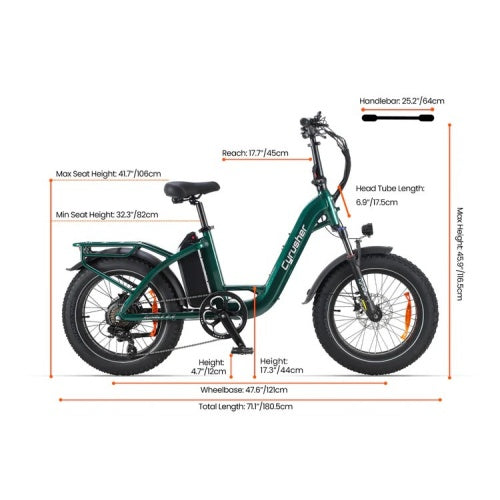CYRUSHER Rumble2.0 20" E-bike For Women 250W Motor 48V 18Ah Battery