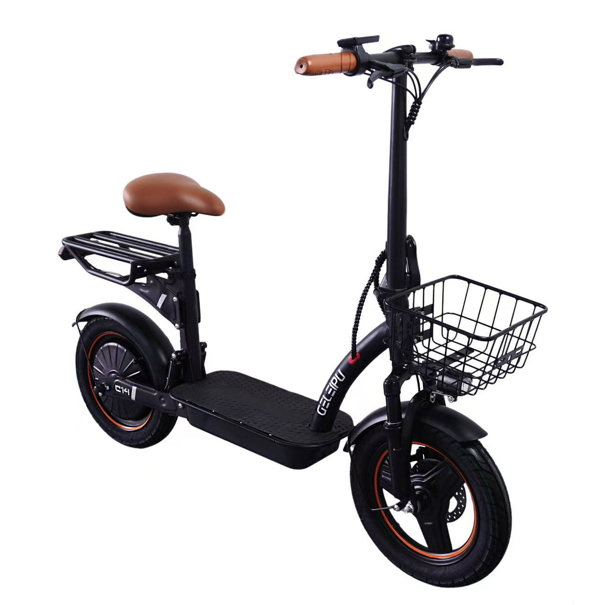 GELEIPU C14 14"Electric Scooter 500W Motor 48V 17.5Ah Seat and Cargo Carrier
