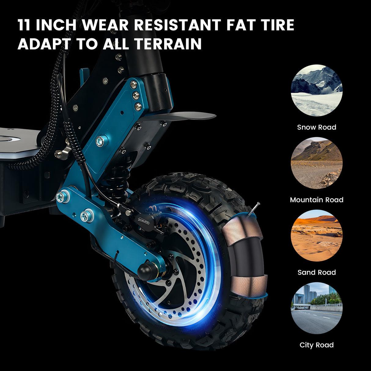 GLEERIDE H5 11" Off-Road Electric Scooter 3000W*2 Dual Motor 60V 30Ah LG Battery