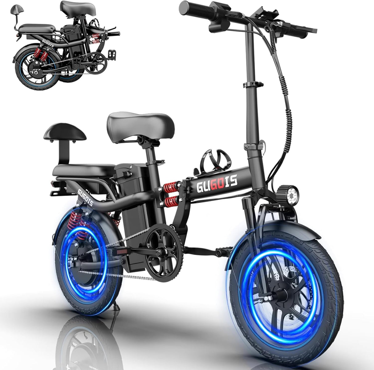 GUGOIS G16 16" Mini Folding Electric Bike 500W Motor 48V 15Ah Battery