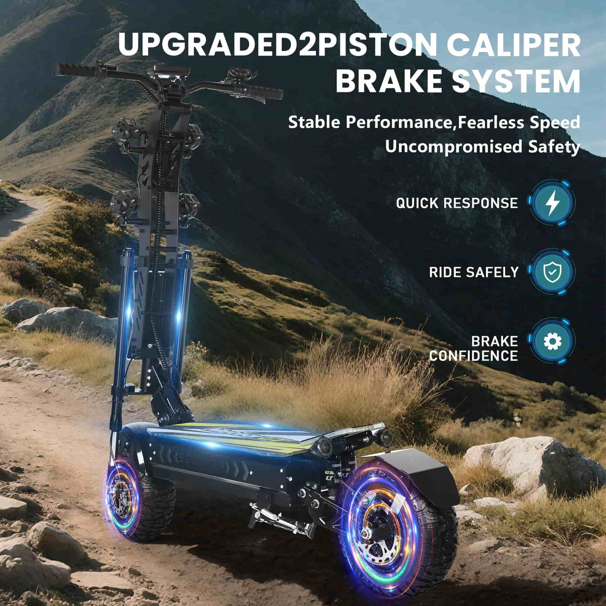 GLEERIDE A7 MAX 13" Off-road Electric Scooter 2*5000W Motors 72V 50Ah Battery