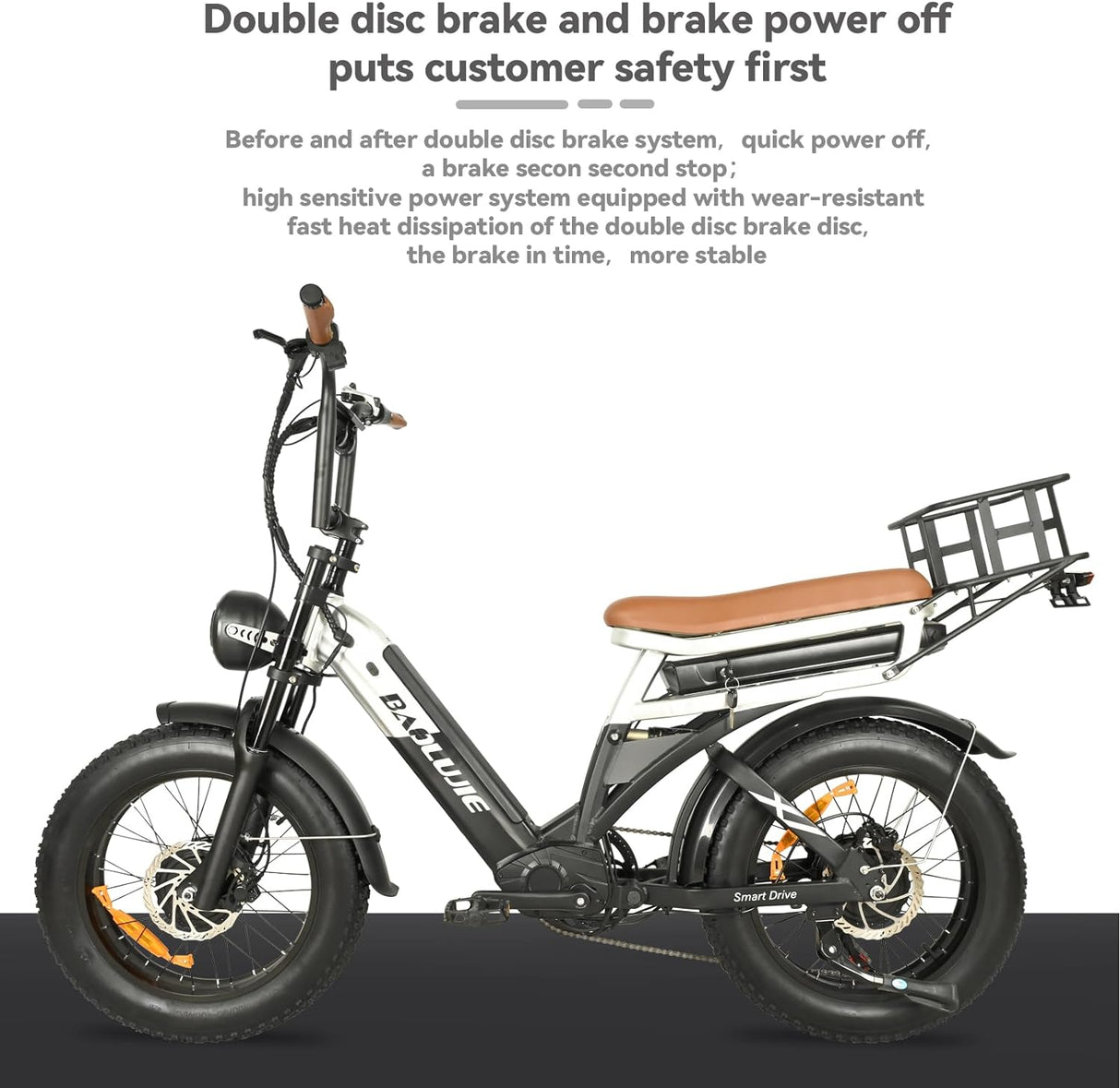 BAOLUJIE DP2033 ebike double disc brake and brake power off puts customer safety first
