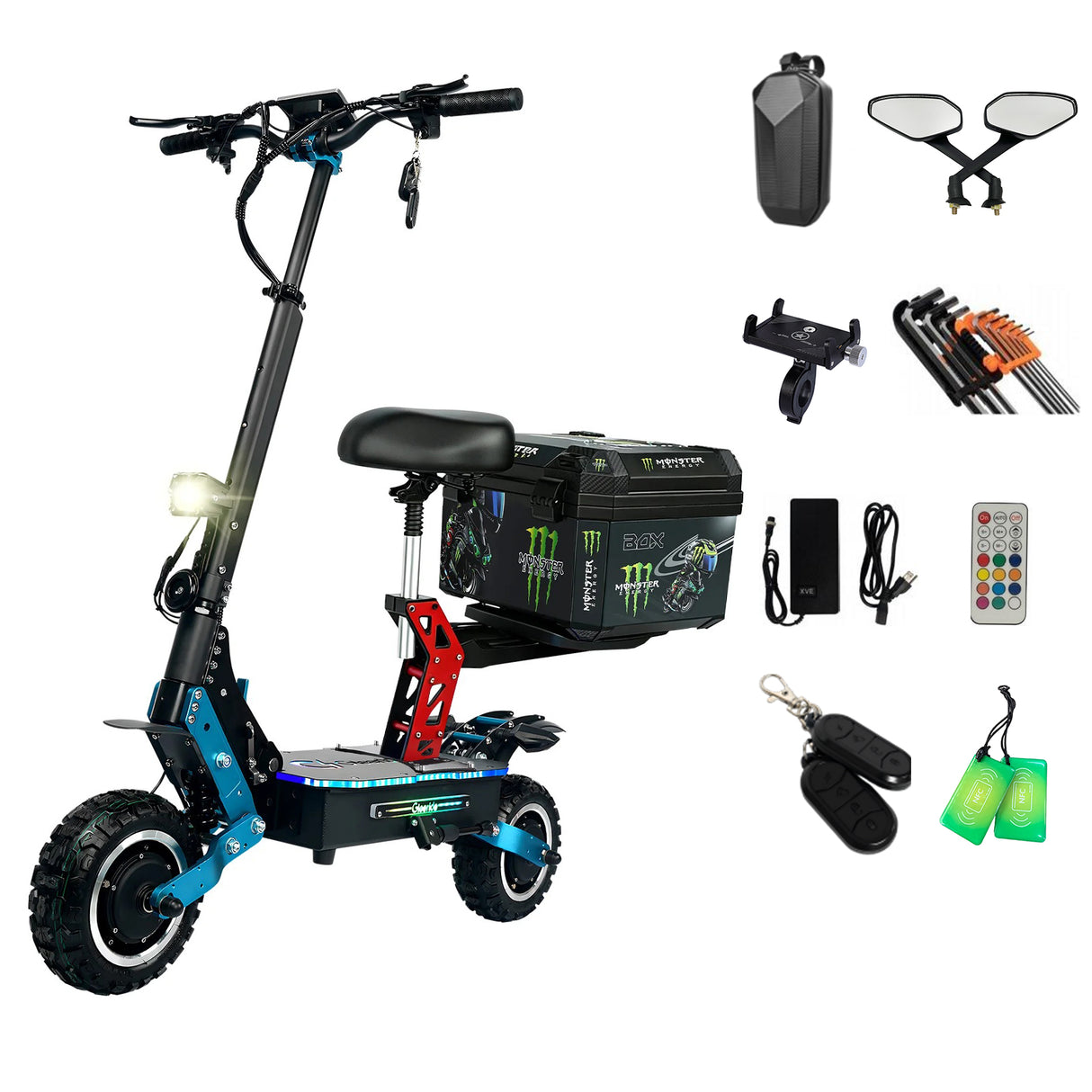 GLEERIDE H5 11" Off-Road Electric Scooter 3000W*2 Dual Motor 60V 30Ah LG Battery
