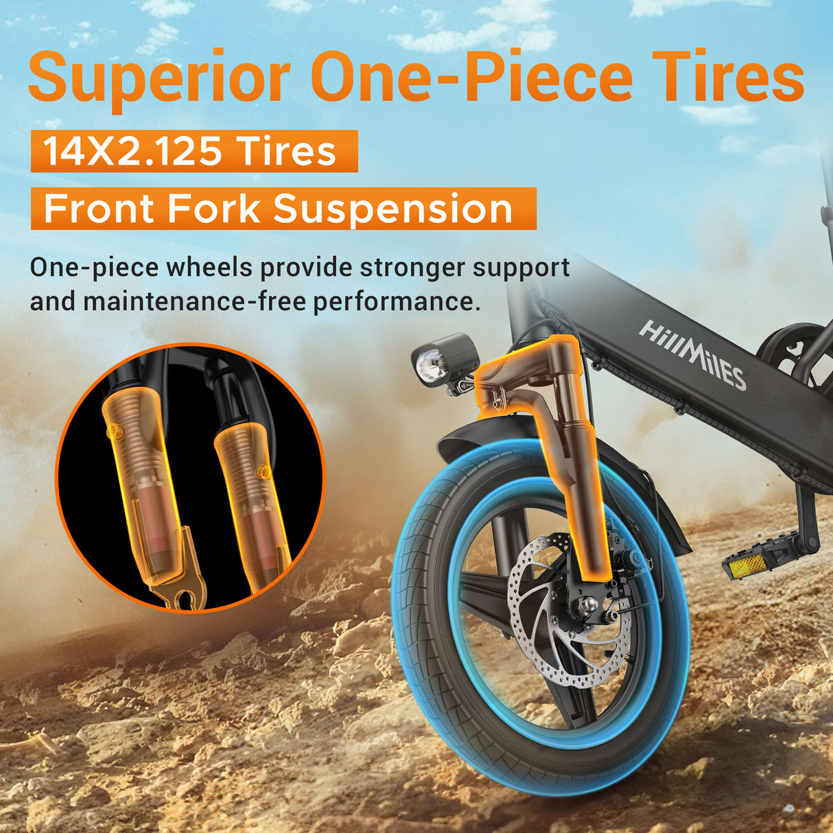 HILLMILES Mile 1 14" Step-through E-bike For Women 250W Motor 36V 10.4Ah Battery