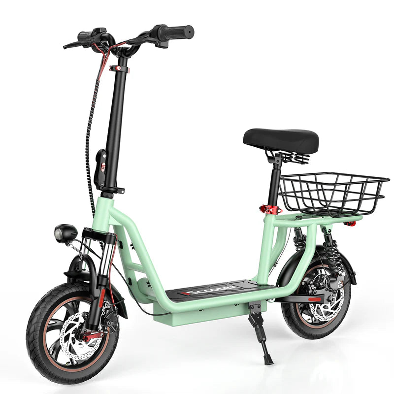 ISCOOTER I12 12" Commuter Electric Scooter With Seat & Carry Basket 500W Motor 36V 7.5Ah Battery