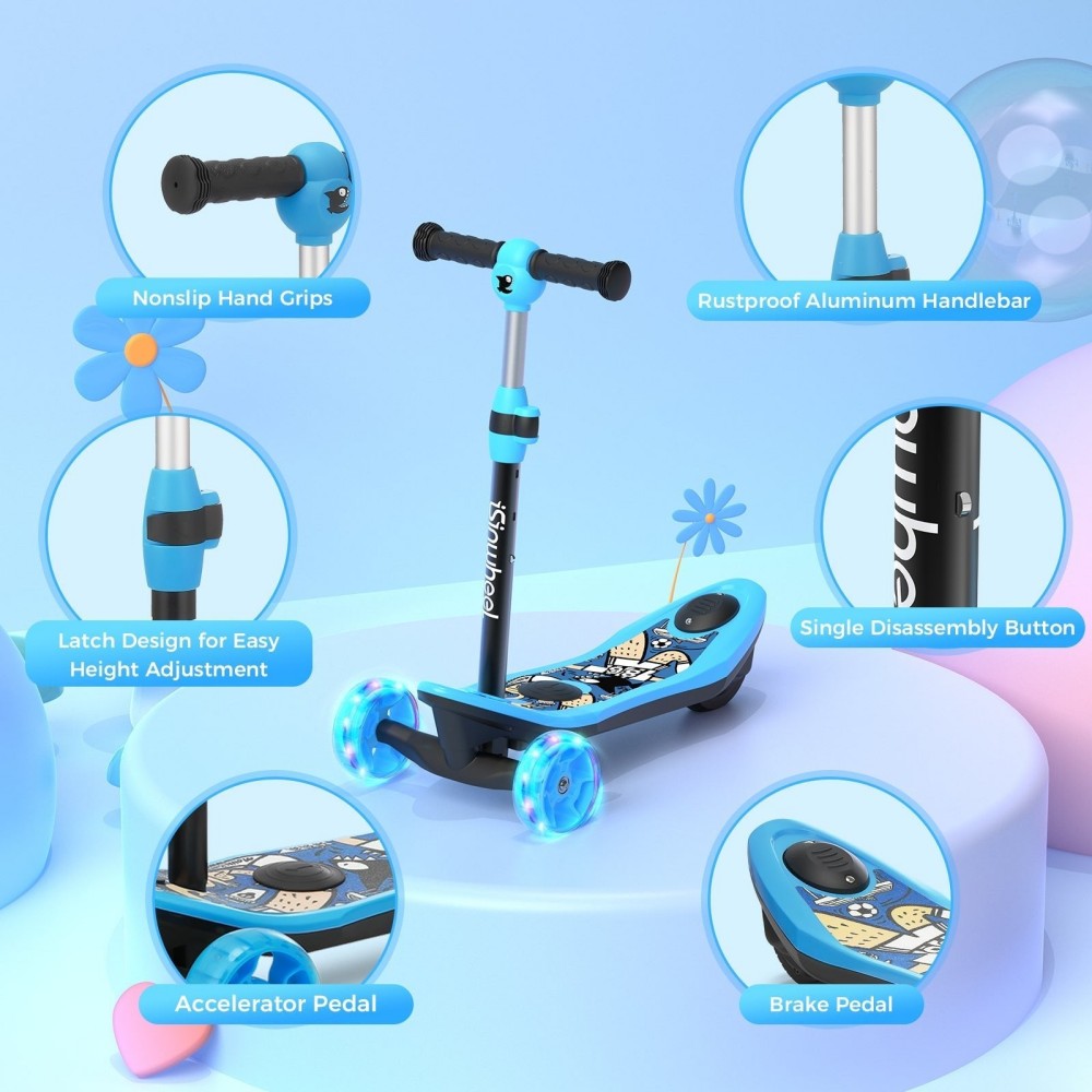 ISINWHEEL Mini Pro Kids 3 Wheel Electric Scooter 60W Motor 12.8-14.6V 5Ah Battery (2 IN 1 Designㄘ