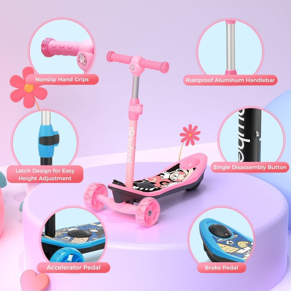 ISINWHEEL Mini Pro Kids 3 Wheel Electric Scooter 60W Motor 12.8-14.6V 5Ah Battery (2 IN 1 Designㄘ
