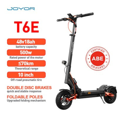 JOYOR T6E 10" Off-Road Electric Scooter 500W Motor 48V 18Ah Battery (ABE)