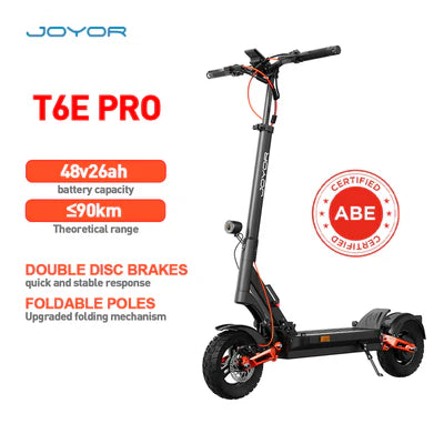 JOYOR T6E Pro 10" Off-Road Electric Scooter 500W Motor 48V 26Ah Battery (ABE)