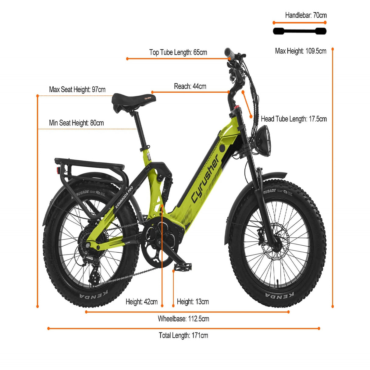 CYRUSHER Kommoda Pro 20§ Fat Tire Electric Bike 250W Motor 52V 20Ah Battery