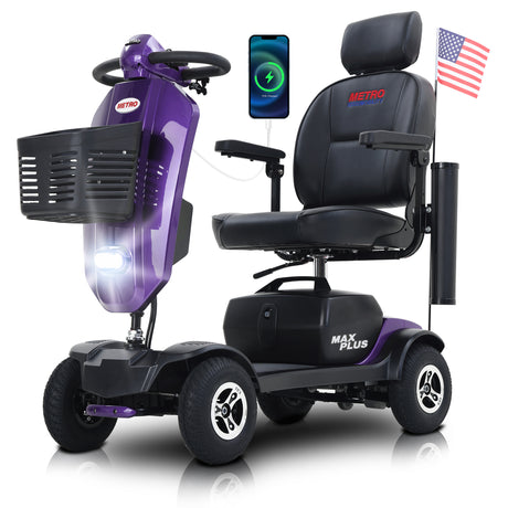 METRO MOBILITY MAX PLUS 9" 4 Wheel Electric Mobility Scooter  300W Motor 24V 20Ah Battery