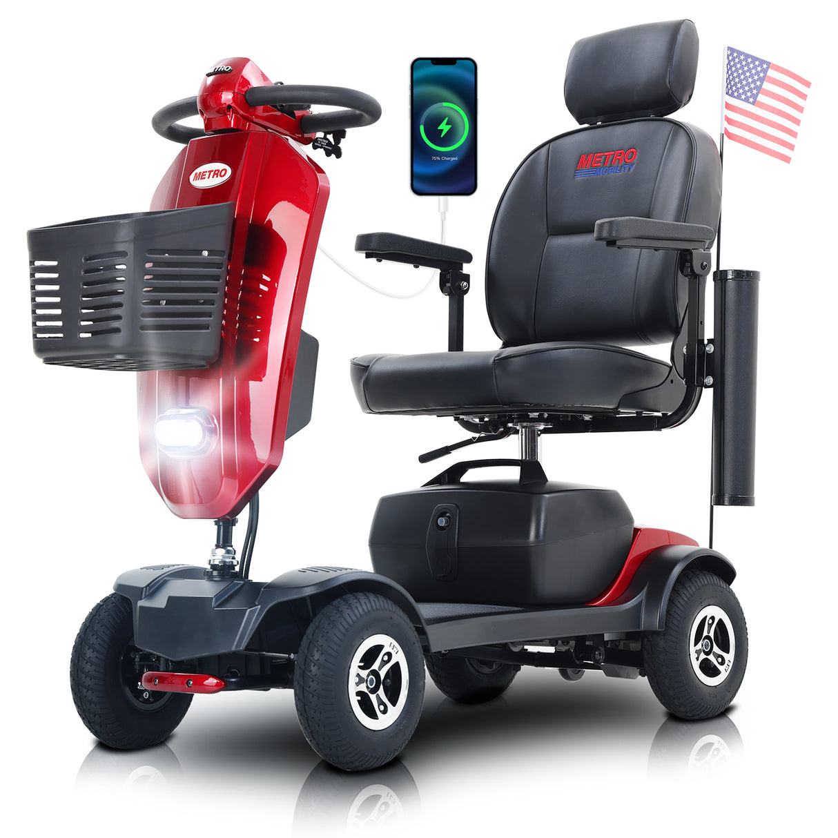 METRO MOBILITY MAX PLUS 9" 4 Wheel Electric Mobility Scooter  300W Motor 24V 20Ah Battery