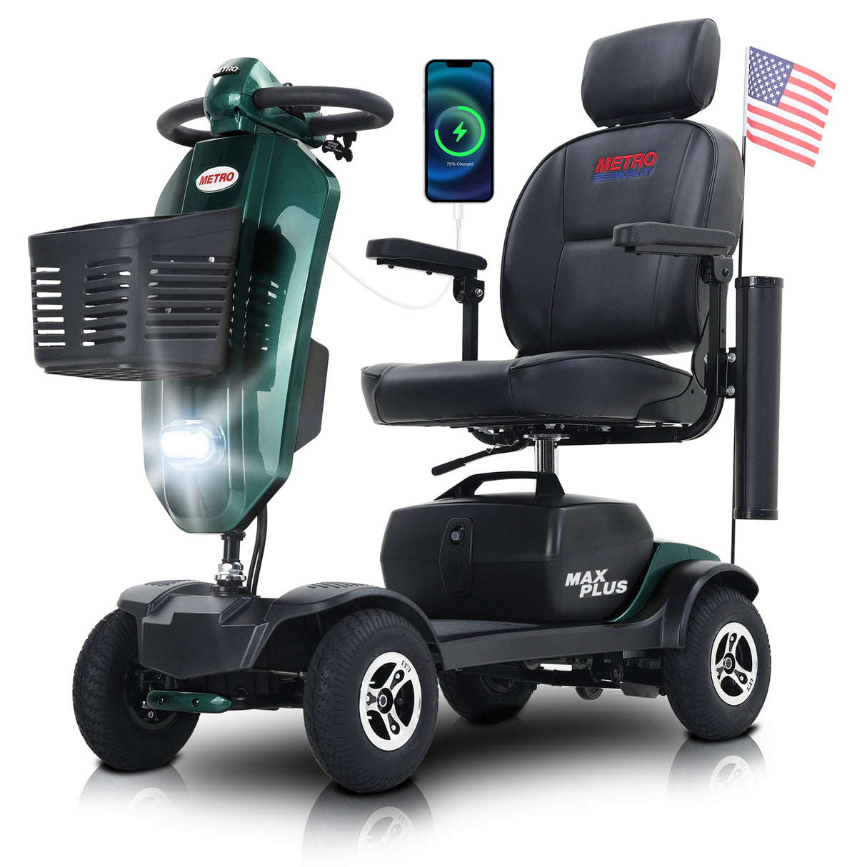 METRO MOBILITY MAX PLUS 9" 4 Wheel Electric Mobility Scooter  300W Motor 24V 20Ah Battery