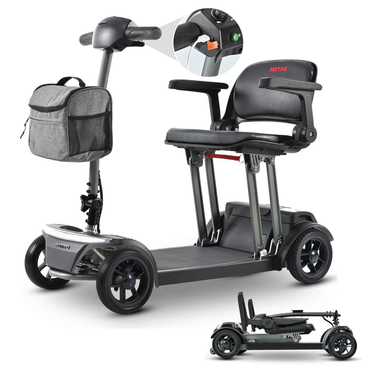 METRO MOBILITY AIR TRAVELLER 8" 4 Wheel Mobility Scooter 180W Motor 24V 12Ah Battery