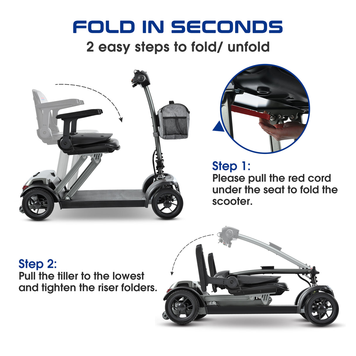 METRO MOBILITY AIR TRAVELLER 8" 4 Wheel Mobility Scooter 180W Motor 24V 12Ah Battery