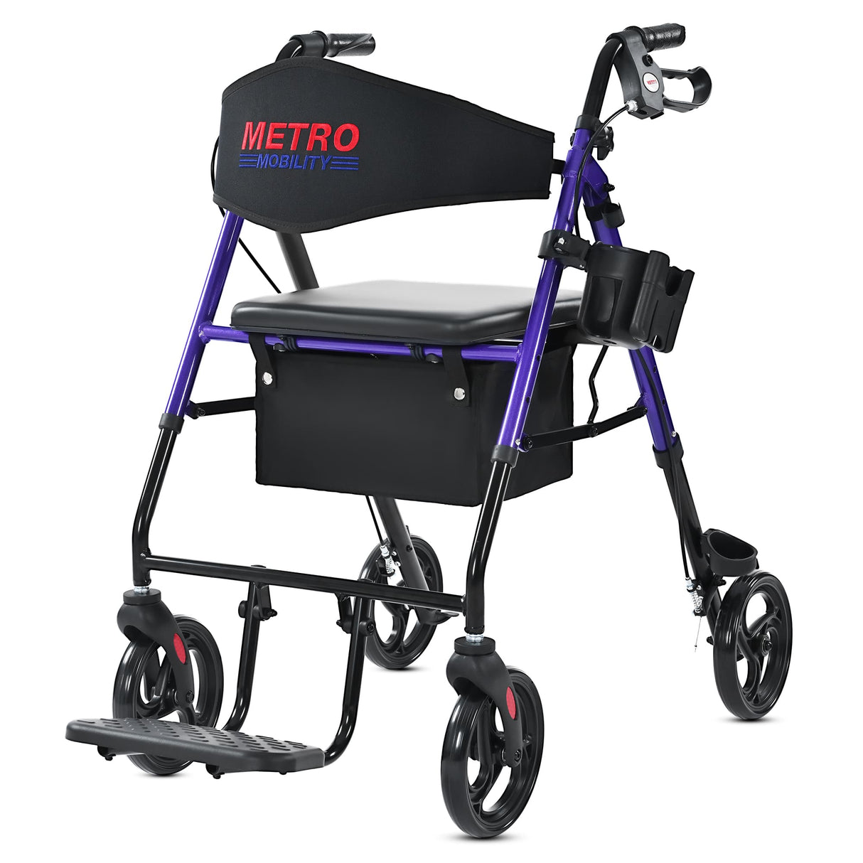 METRO MOBILITY M913P 4-Wheel Rollator Walker with Seat & Basket