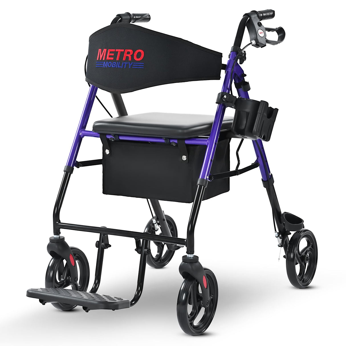 METRO MOBILITY M913P 4-Wheel Rollator Walker with Seat & Basket