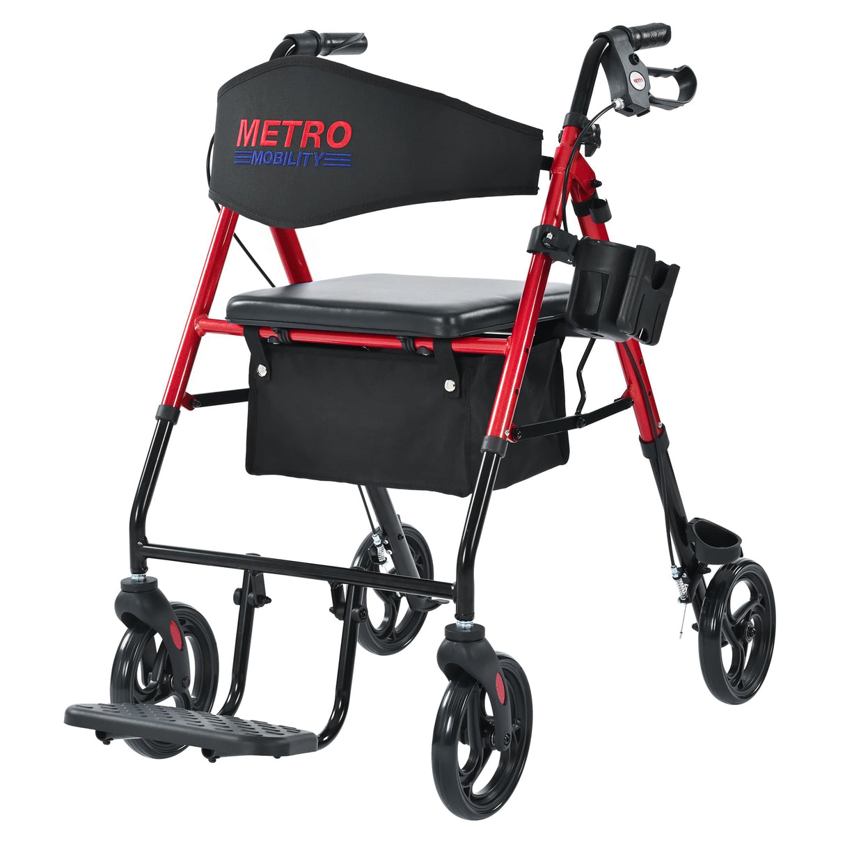 METRO MOBILITY M913P 4-Wheel Rollator Walker with Seat & Basket