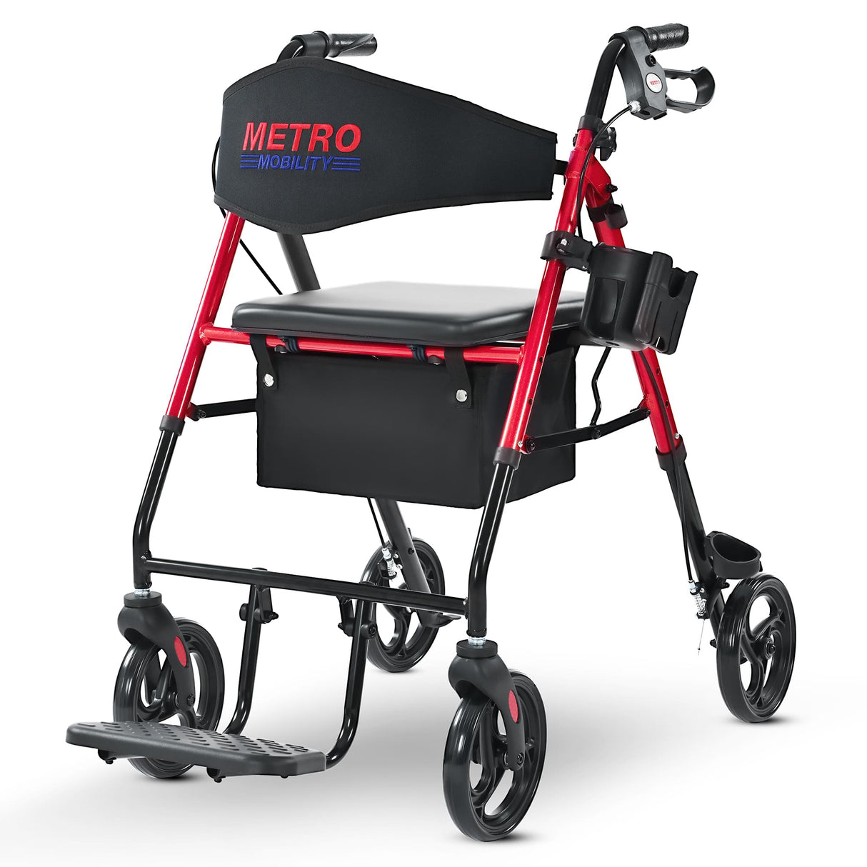 METRO MOBILITY M913P 4-Wheel Rollator Walker with Seat & Basket