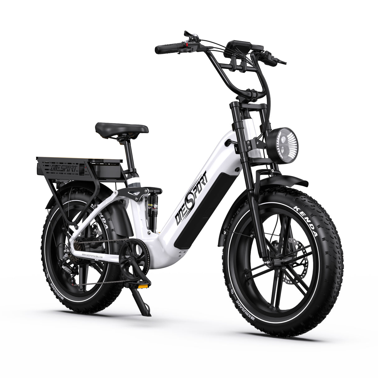 ONESPORT OT08PRO 20" Full Suspension Fat Tire Electric Bike 500W Motor 48V 18Ah*2 Dual Battery