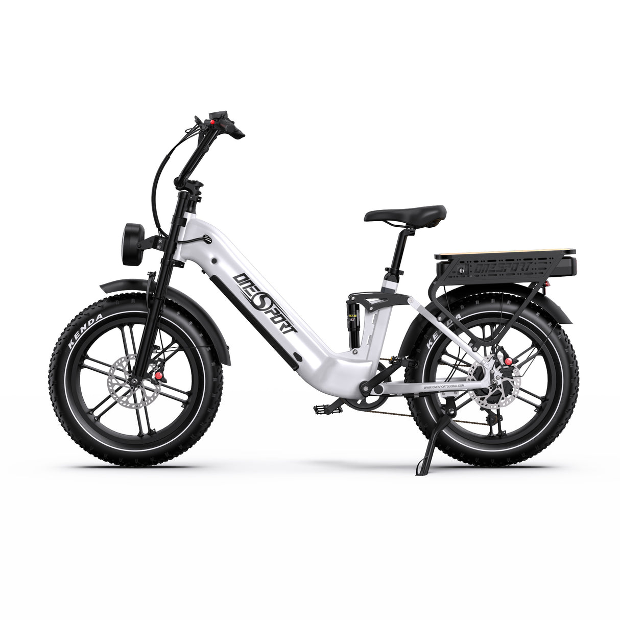 ONESPORT OT08PRO 20" Full Suspension Fat Tire Electric Bike 500W Motor 48V 18Ah*2 Dual Battery