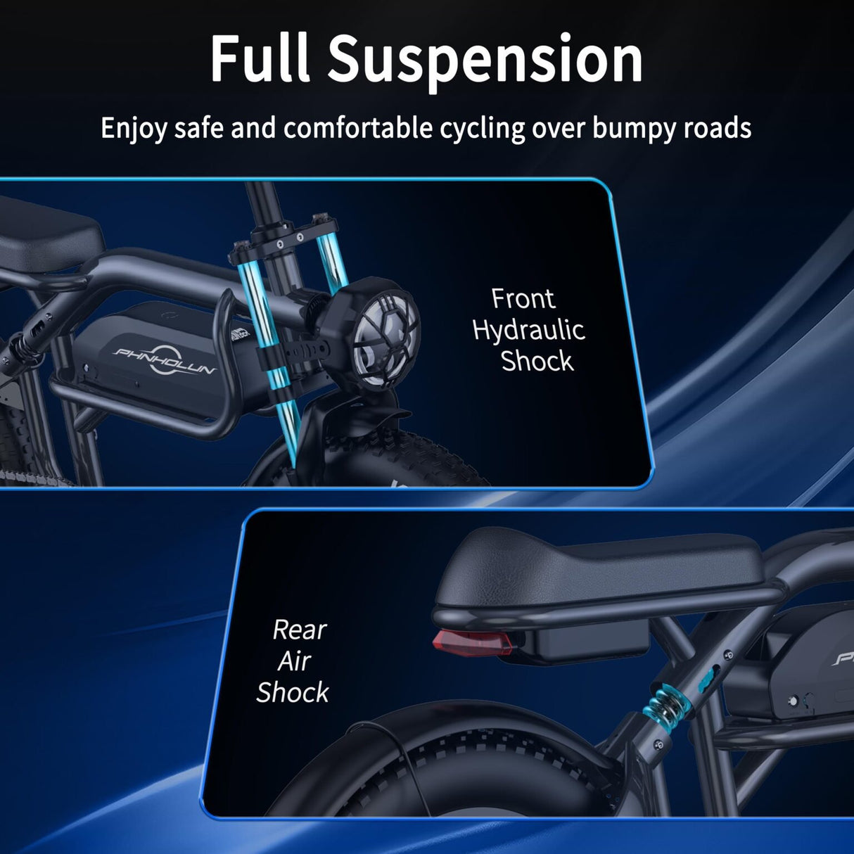 PHNHOLUN C8 20" Off Road Electric Bike 1500W Motor 48V 20Ah Battery