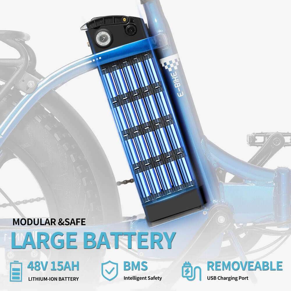 YVY MN20 20" Fat Tire Folding Electric Bike 1000W Motor 48V 15Ah/20Ah Battery