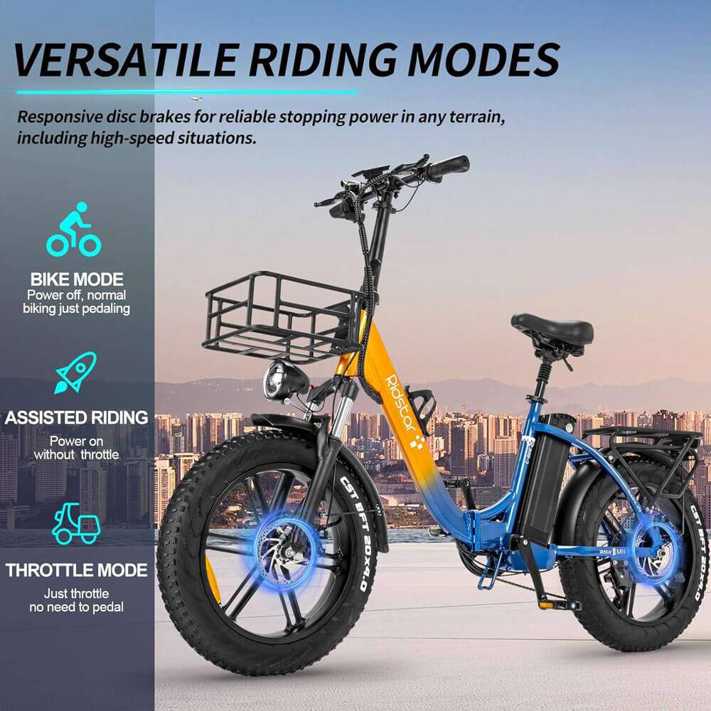 YVY MN20 20" Fat Tire Folding Electric Bike 1000W Motor 48V 15Ah/20Ah Battery