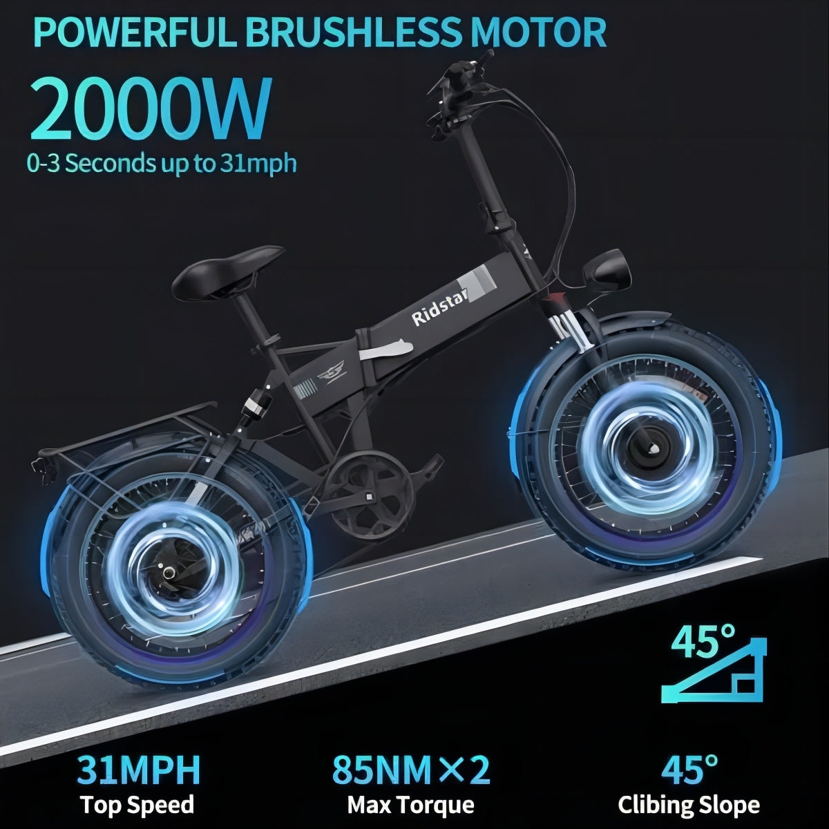 YVY H20 Pro 20" Folding Electric Bike 2000W Motor 48V 23AH Battery