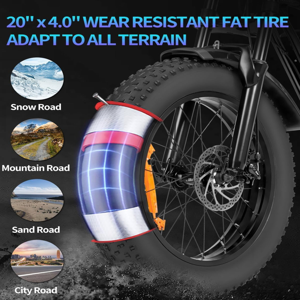 Ridstar Q20 Lite gros pneus vélo électrique 1000W moteur 48V 15Ah batterie