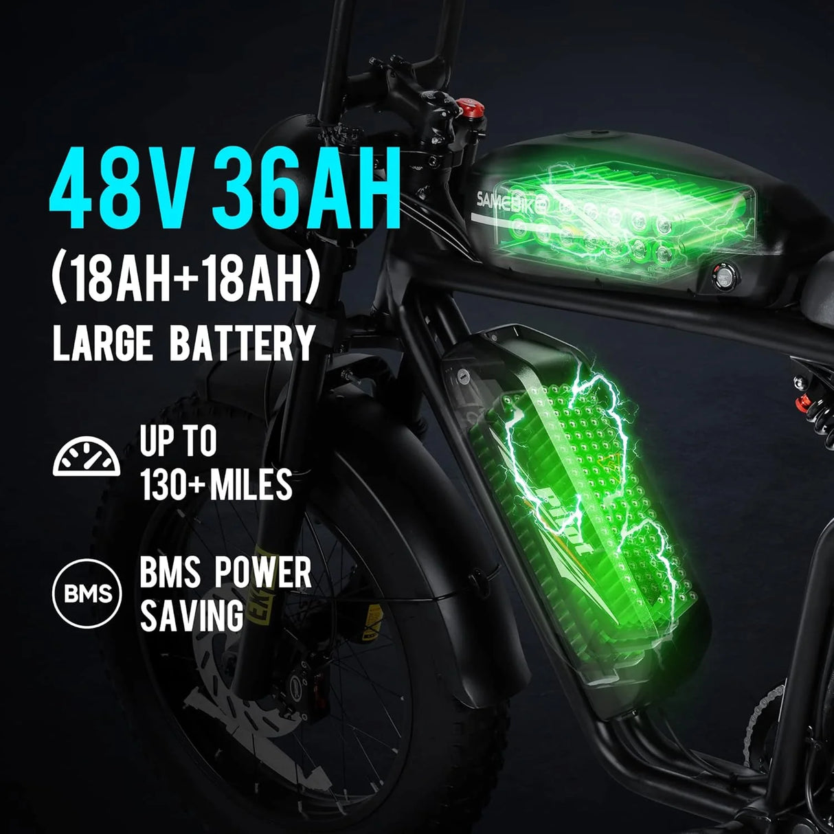 SAMEBIKE Pilot M20-III (SR) 20" Off Road Electric Bike 2000W Dual Motors 48V 36Ah Dual Batteries