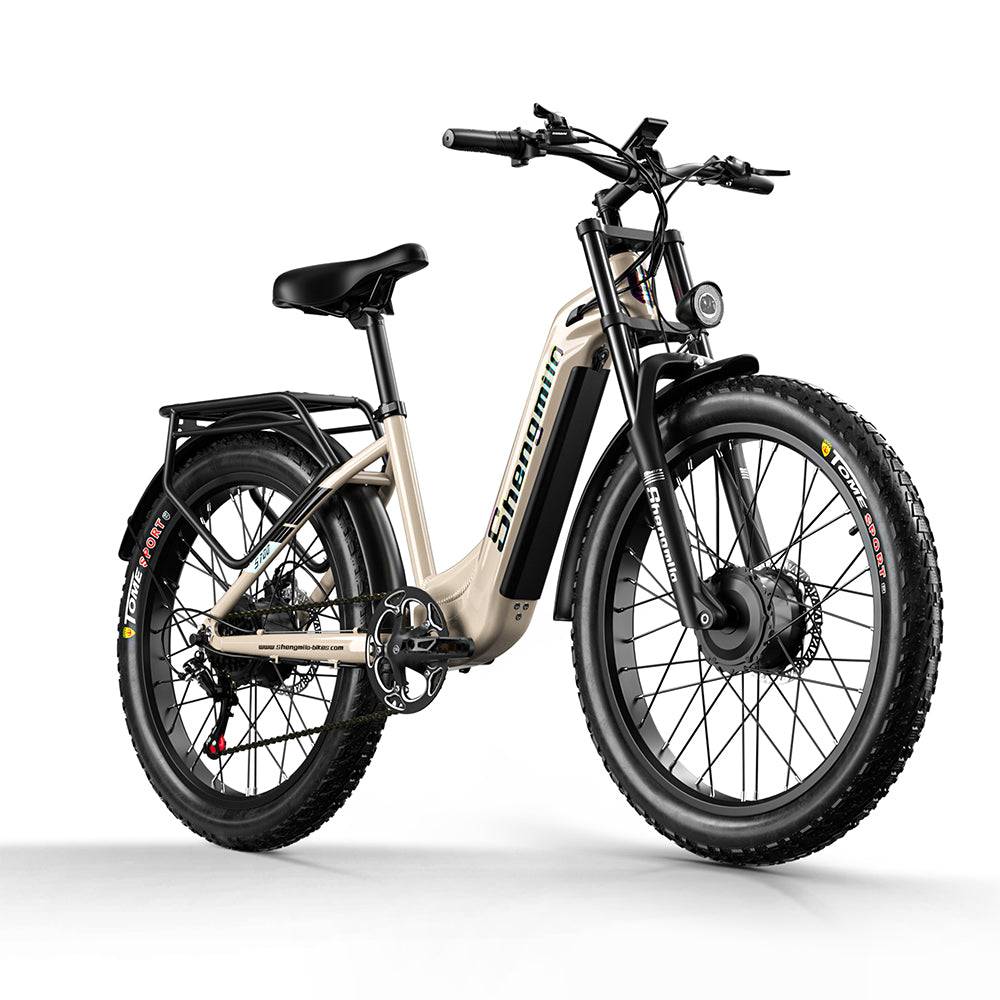 SHENGMILO S700 26" Step-Thru Fat Tire Electric City Bike 1000W*2 Dual Motor 48V 17.5Ah Battery