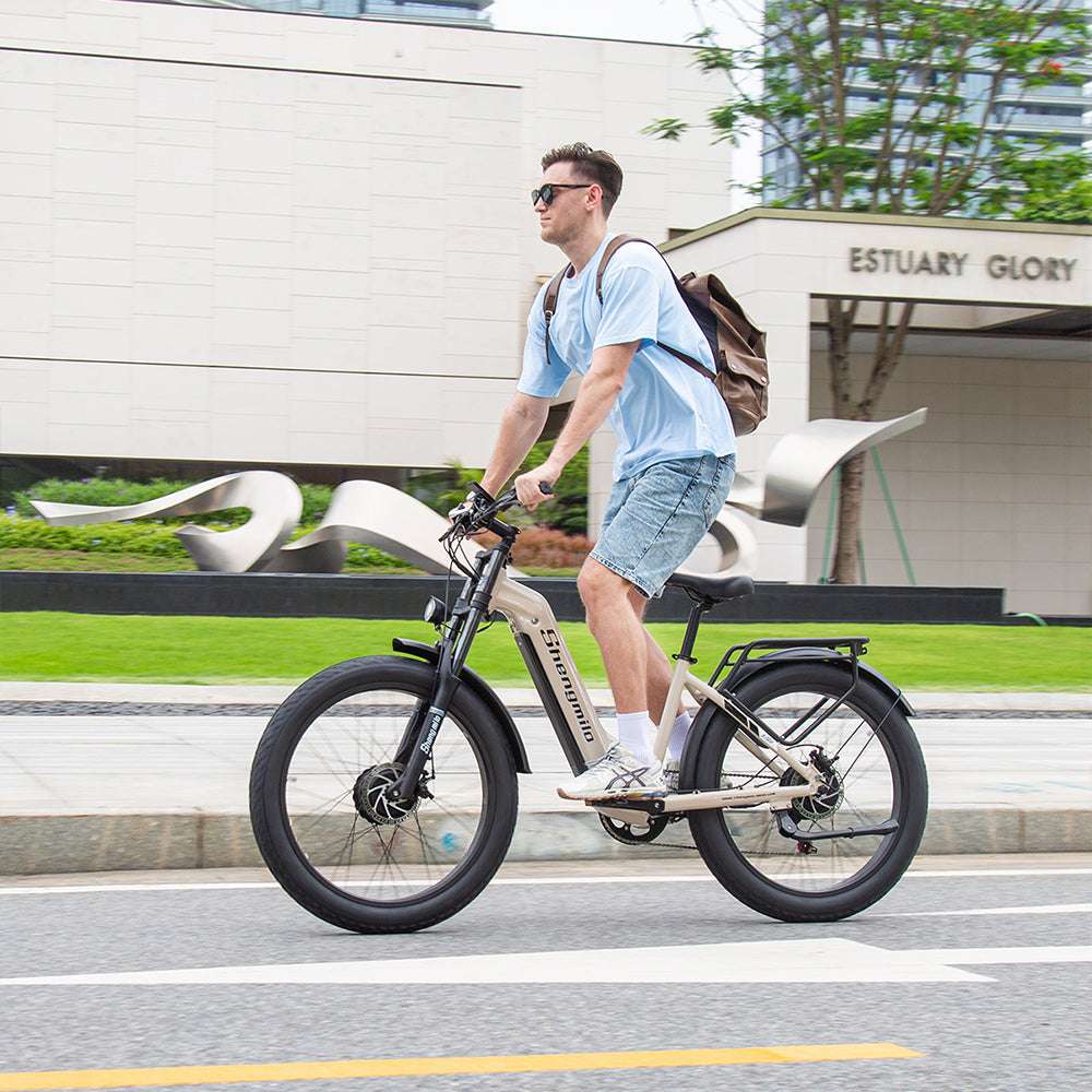 SHENGMILO S700 26" Step-Thru Fat Tire Electric City Bike 1000W*2 Dual Motor 48V 17.5Ah Battery