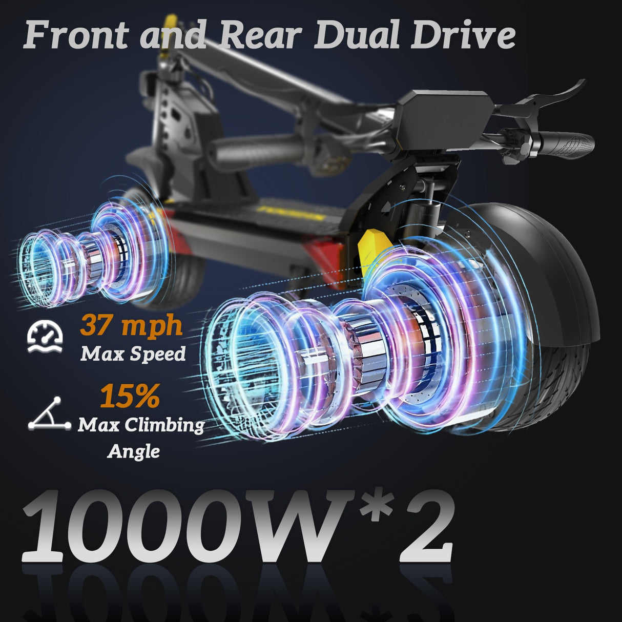 TOOINS X2 10" Electric Scooter Dual Motor 2000W 48V 21Ah Battery