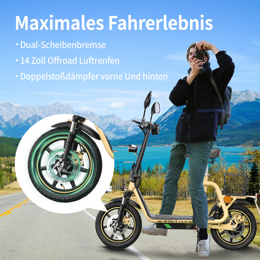 TWOFISH M5 Elite-E 14" Folding Electric Scooter 500W Motor 48V 13Ah Battery
