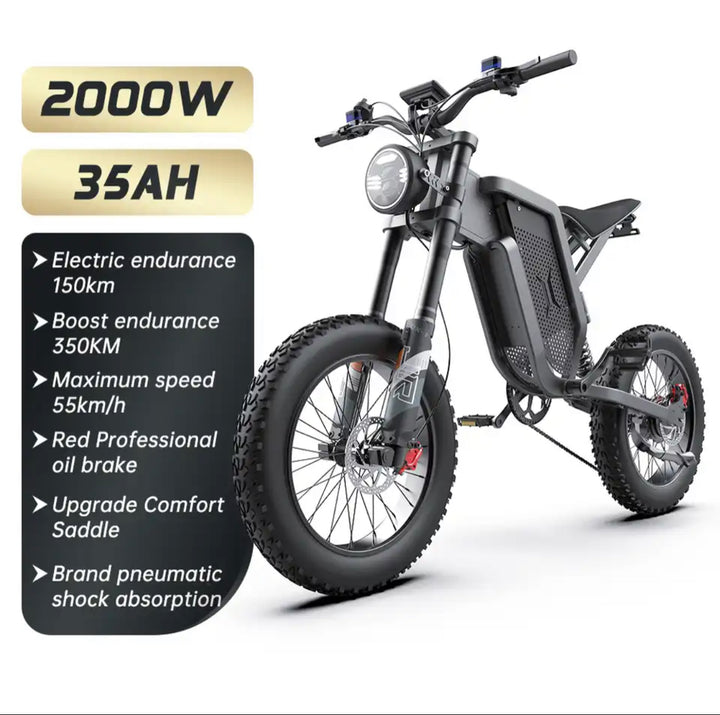 EKXBIKE X20 20" Off Road Electric Bike 2000W Motor 48V 35Ah Battery