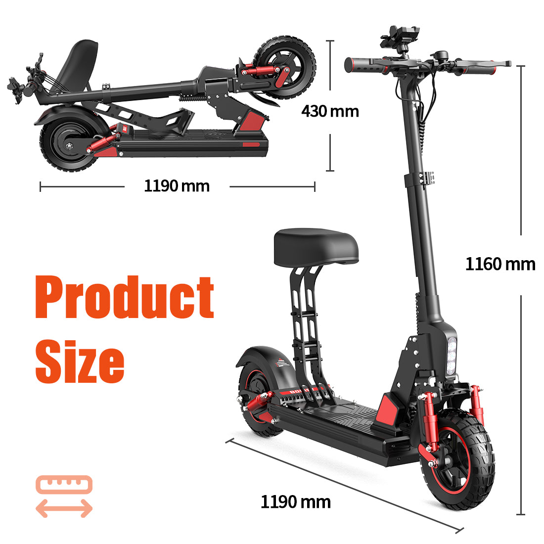 BOGIST C1 Pro 10'' Scooter Électrique Pliant 500W Moteur 48V 13Ah Batterie