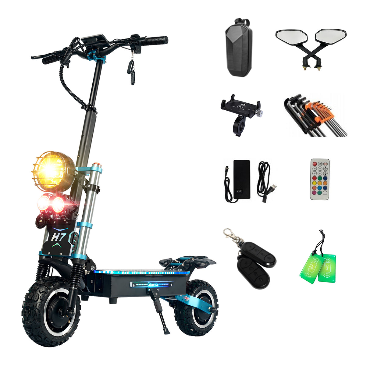 GLEERIDE H7 11" Off-Road Electric Scooter 3000W*2 Dual Motor 60V 30Ah LG Battery