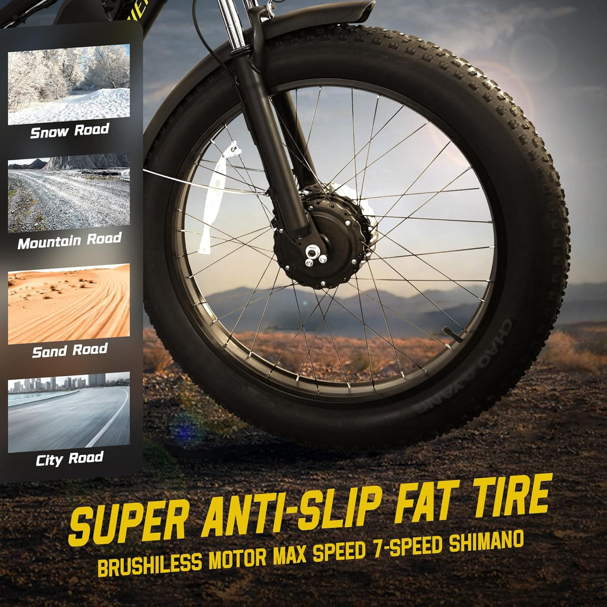 POLEEJIEK PLJ-2602 26" Fat Tire Mountain Electric Bike 2000W Dual Motors 48V 23Ah Battery