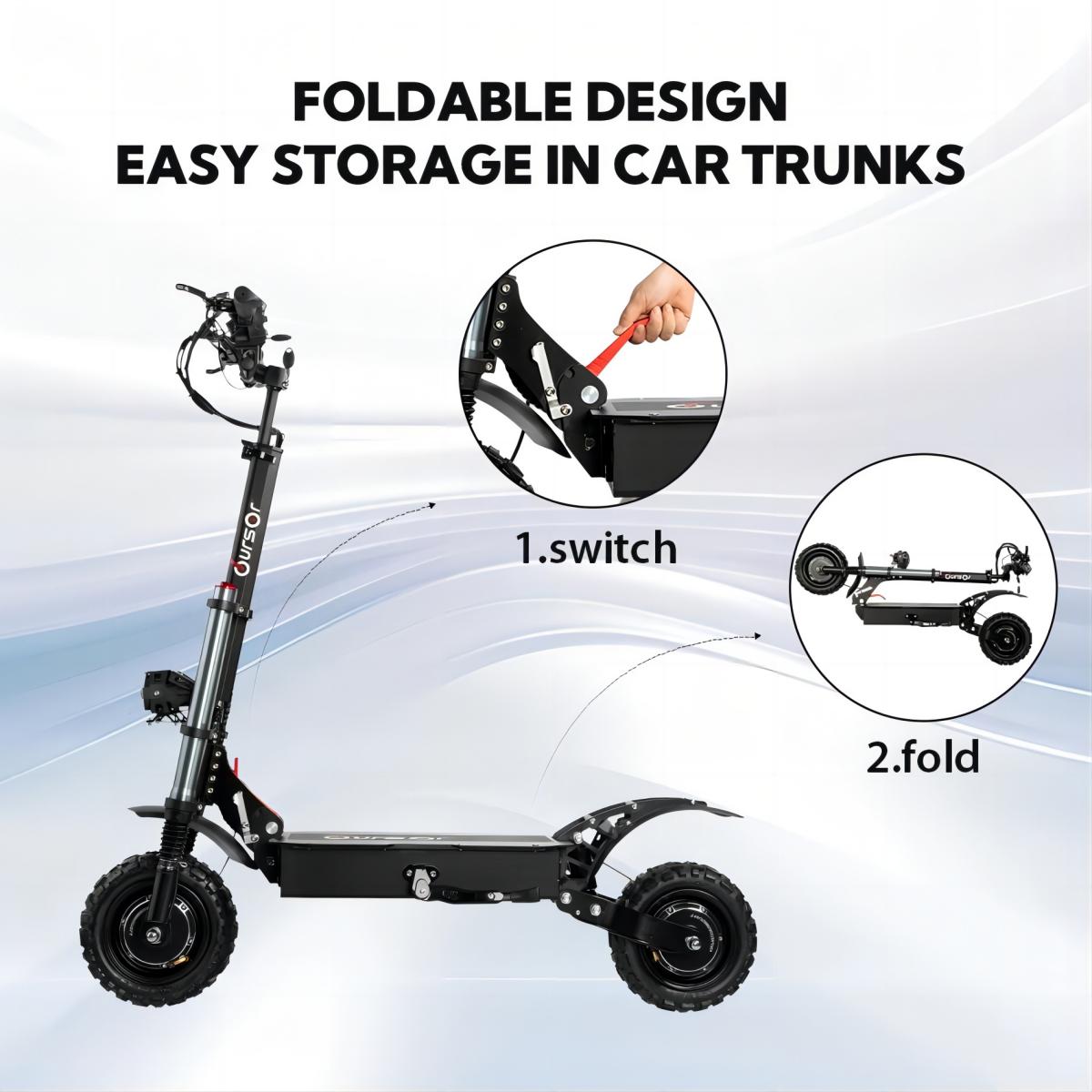TOURSOR E5B 11" Folding Electric Scooter with Seat 2800W*2 Dual Motors 60V 40Ah Battery