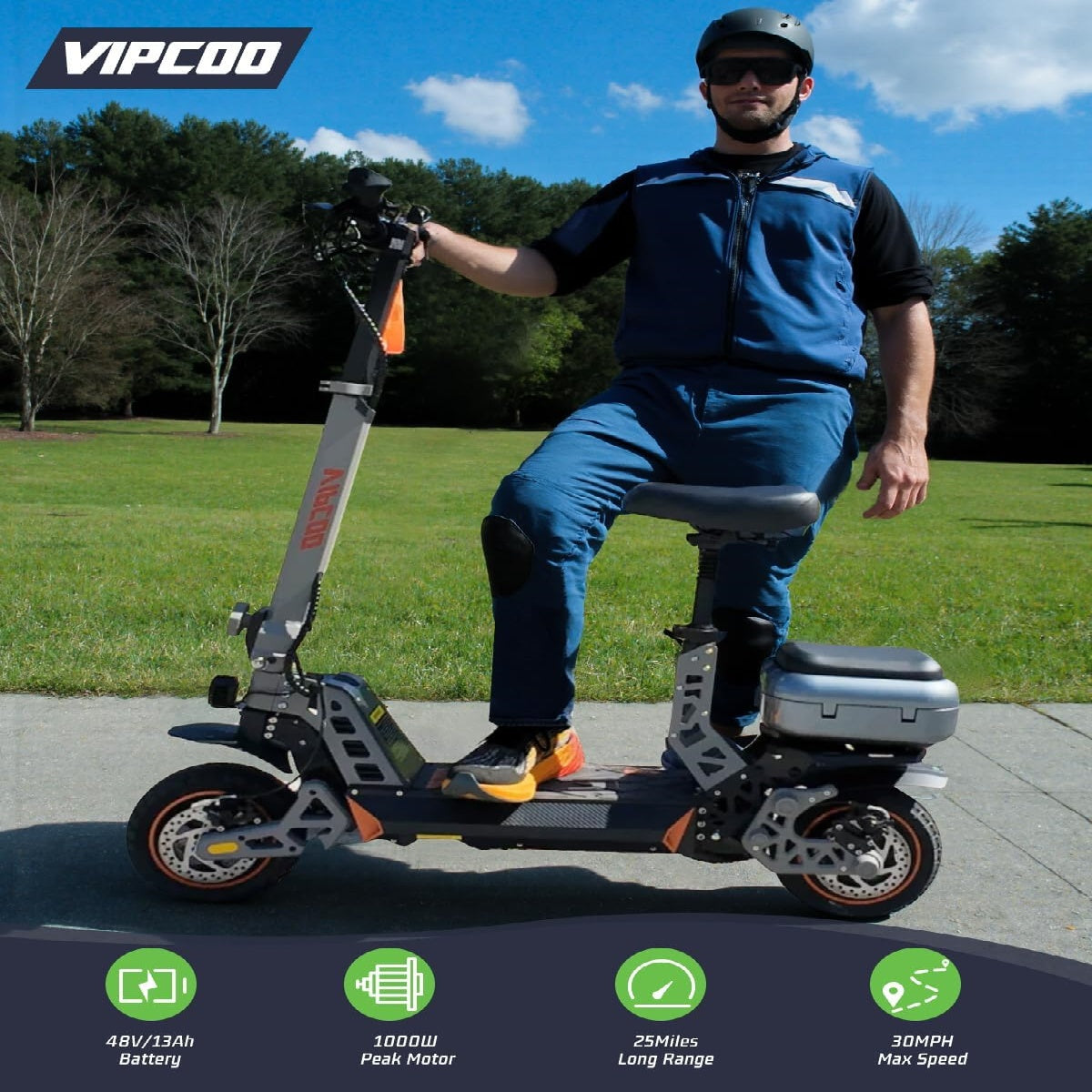 HONEYWHALE VS2 10" Storage Box Commuting Folding Electric Scooter with Seat 700W Motor 48V 13Ah Battery