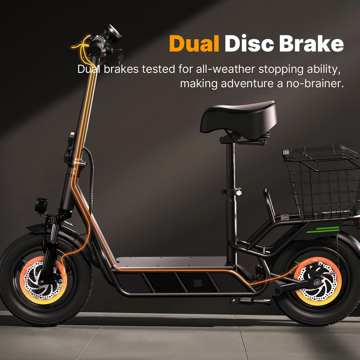 ISINWHEEL HyperX 14" Electric Scooter with Seat & Basket 700W Motor 48V 10Ah Battery