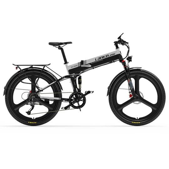 LANKELEISI XT750 Sports 26" Folding Electric Bike 500W Motor 48V 12.8Ah Battery