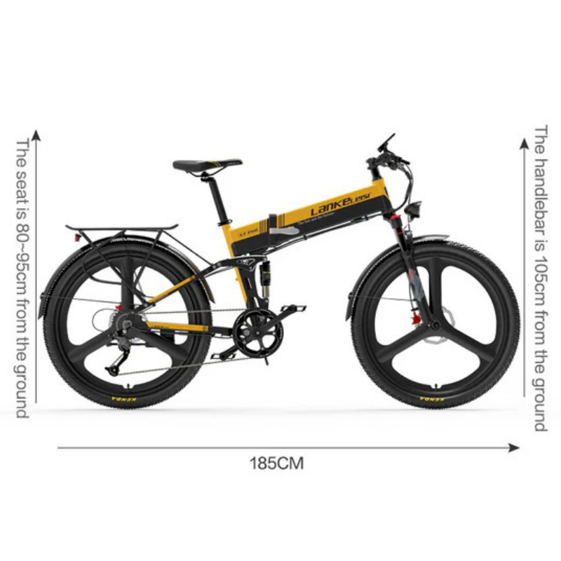 LANKELEISI XT750 Sports 26" Folding Electric Bike 500W Motor 48V 12.8Ah Battery